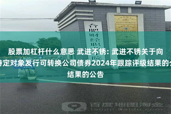 股票加杠杆什么意思 武进不锈: 武进不锈关于向不特定对象发行可转换公司债券2024年跟踪评级结果的公告