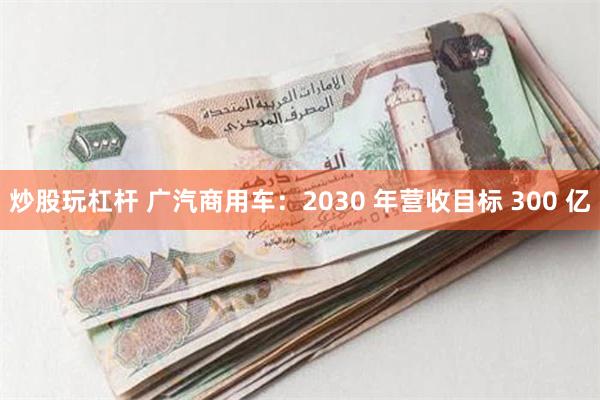 炒股玩杠杆 广汽商用车：2030 年营收目标 300 亿